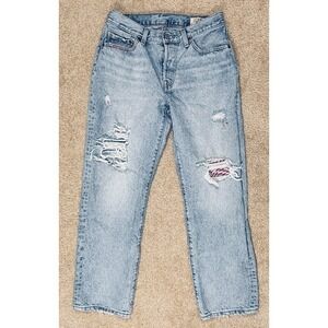 Levis 501 Jeans Women's 27X30 Blue Selvedge 150th Anniversary Distressed 90s